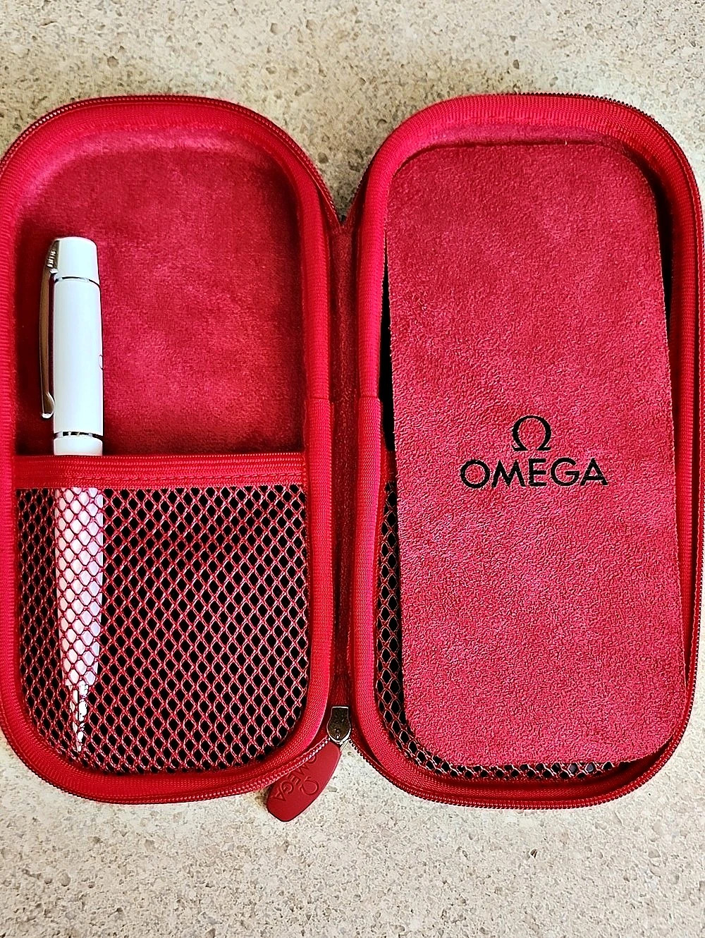 Omega Red Travel Watch Pouch Case Red